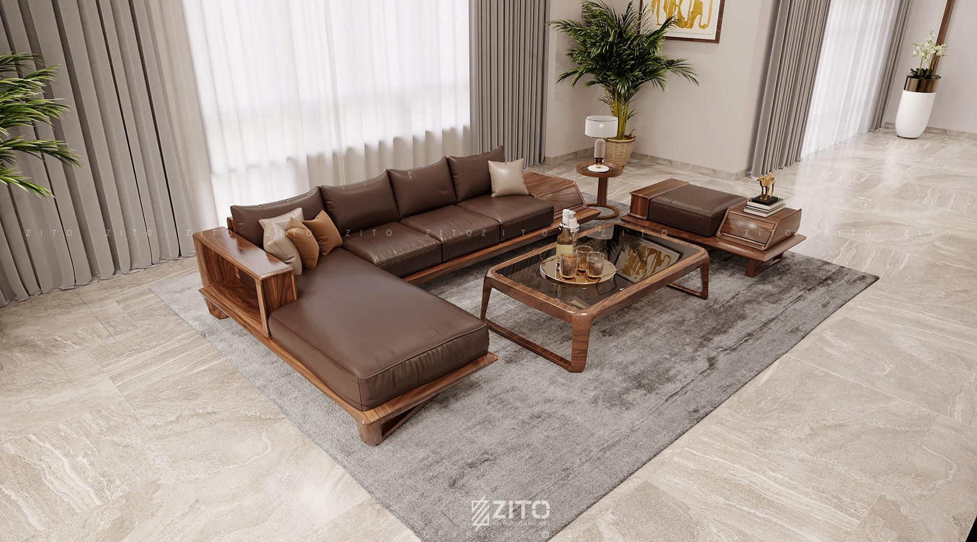 Bàn ghế sofa gỗ óc chó ZG 175 phù hợp cho cả không gian hiện đại lẫn tân cổ điển